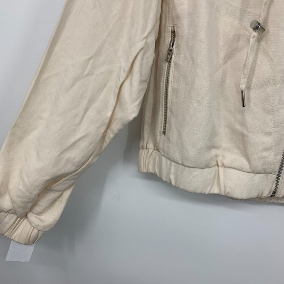 Blank NYC Jacket Beige Love Me Now Lyocell Linen Crop Full Zip - Picture 8 of 13